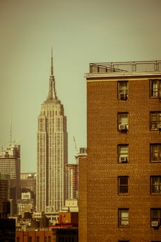 Vintage and seventies atmosphere picture of Empire State Building in New York City, Manhattan