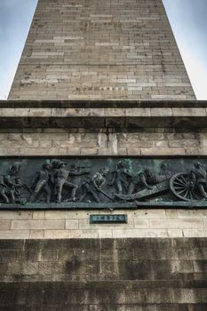 Architectural detail of the Wellington Testimonial obelisk in the Phoenix Park of Dublin, Ireland on a winter day