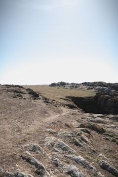 view of the rocky coast of the island of Yeu, Vendee, France on a fall day