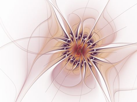 Beautiful soft fractal flower. Computer generated graphics. Abstract floral fractal background for art projects