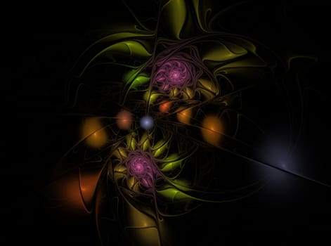 Beautiful fractal spiral art. Computer generated graphics. Abstract floral fractal background for art projects