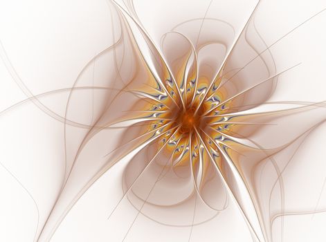 Fiery fractal flower digital artwork. Computer generated graphics. Abstract floral fractal background for art projects