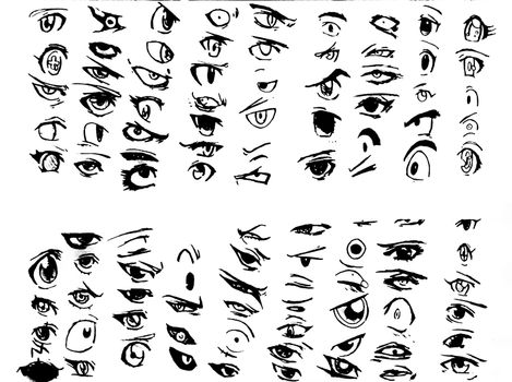 Tutorial of drawing a human eye. Eye in anime style. female eyelashes.