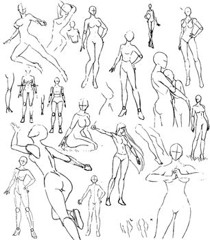 Tutorial of drawing a female body. Drawing the human body, step by step lessons.