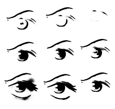 Tutorial of drawing a human eye. Eye in anime style. female eyelashes.