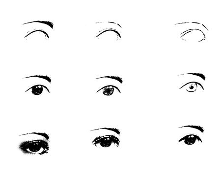 Tutorial of drawing a human eye. Eye in anime style. female eyelashes.