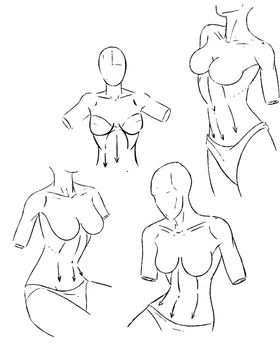 Tutorial of drawing a female body. Drawing the human body, step by step lessons. Female breast drawing tutorial. Drawing a woman's body with an emphasis on breasts.