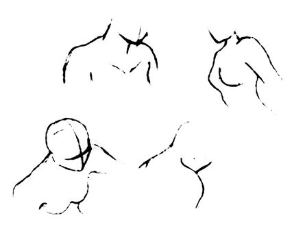 Tutorial of drawing a female body. Drawing the human body, step by step lessons. Female breast drawing tutorial. Drawing a woman's body with an emphasis on breasts.