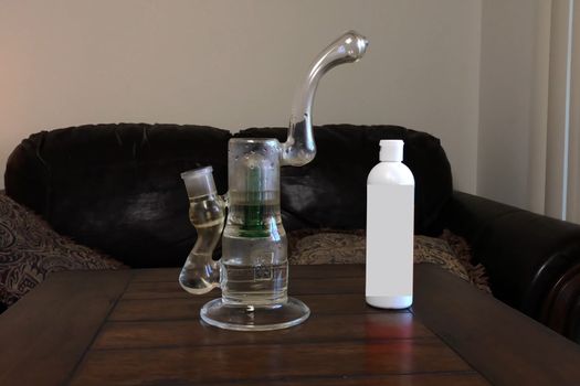 Glass bong for smoking a marijuana and other vegetable smoking mixtures.