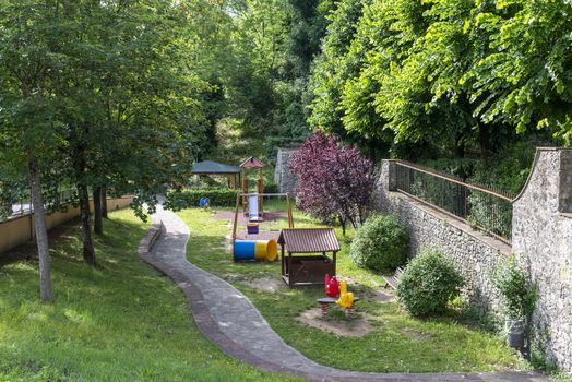 gardens outside the village of san gemini with games for children