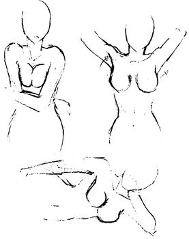 Tutorial of drawing a female body. Drawing the human body, step by step lessons. Female breast drawing tutorial. Drawing a woman's body with an emphasis on breasts.