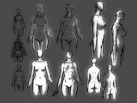 Tutorial of drawing a female body. Drawing the human body, step by step lessons.