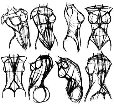 Tutorial of drawing a female body. Drawing the human body, step by step lessons.