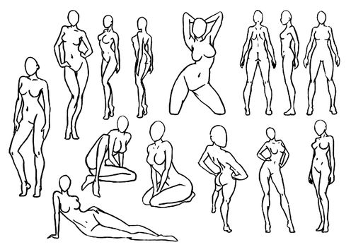 Tutorial of drawing a female body. Drawing the human body, step by step lessons.