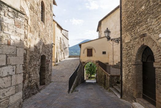 san gemini,italy june 13 2020 :architecture of the town of San Gemini in medieval times