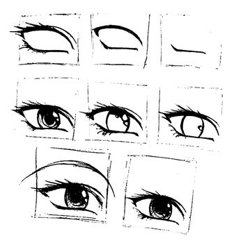 Tutorial of drawing a human eye. Eye in anime style. female eyelashes.
