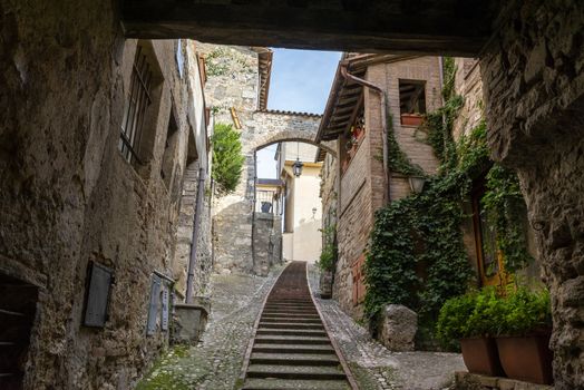 san gemini,italy june 13 2020 :architecture of the town of San Gemini in medieval times