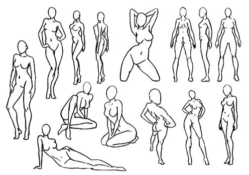 Tutorial of drawing a female body. Drawing the human body, step by step lessons.