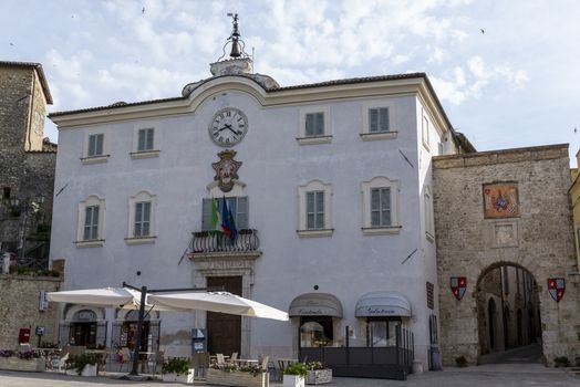 San Gemini, Italy June 13 2020: central square of the town of San Gemini