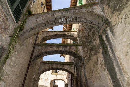 san gemini,italy june 13 2020 :architecture of the town of San Gemini in medieval times