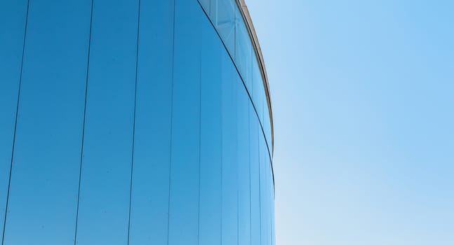 Montaigu, France - August 2, 2018: Architectural detail of the modern Thalie Theater in the city center on a summer day