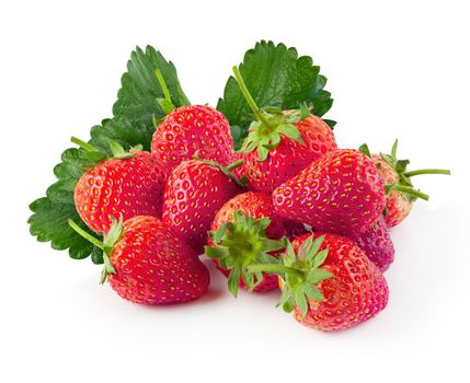 Fresh strawberries isolated on a white background.