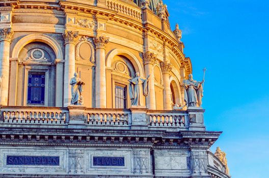 element of the facade of the Frederik's Church popularly known as The Marble Church. Copenhagen, Denmark