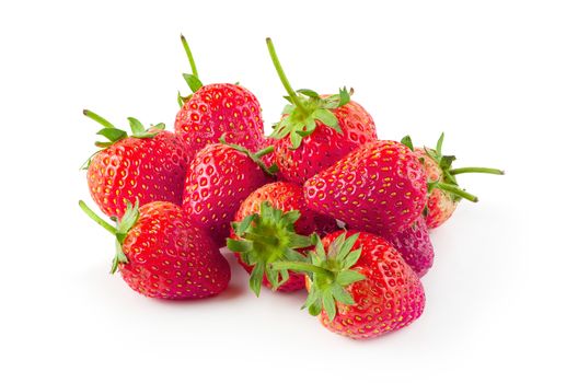 Fresh strawberries isolated on a white background.