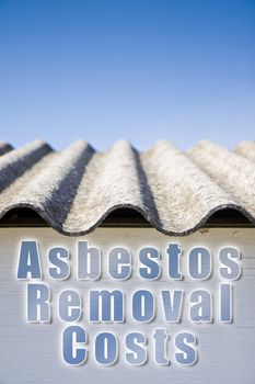 Asbestos removal concept image with text and copy space.