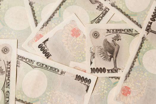 Group of Japanese bank note 10000 yen background