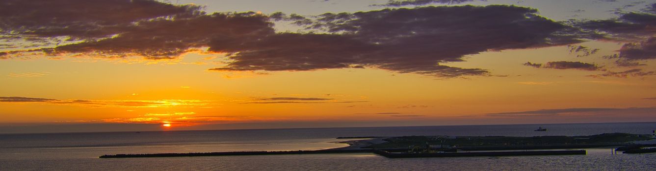 Heligoland - look on the island dune - sunrise over the sea