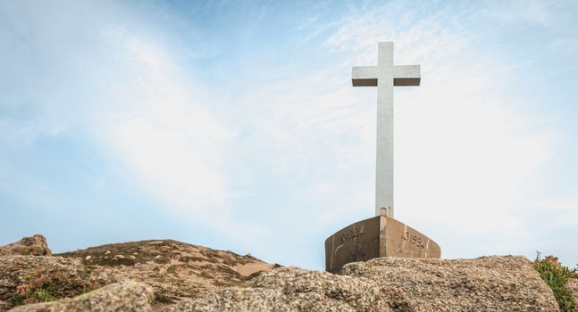 detail view on the Calvary of the sailors of the Pointe du Chatelet built in 1934 on the island of Yeu, France