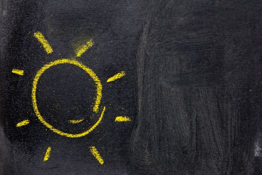 Chalk drawing as yellow sun background