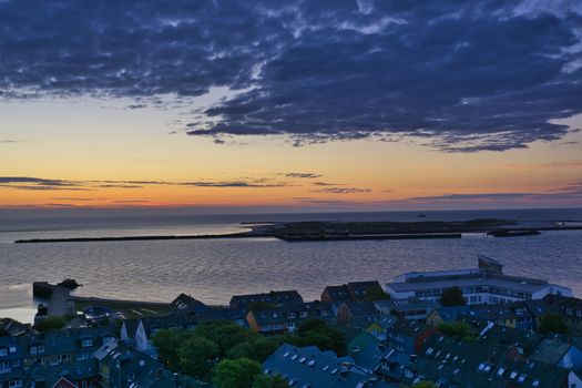 Heligoland - look on the island dune - sunrise over the sea