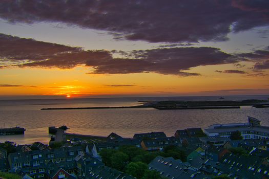 Heligoland - look on the island dune - sunrise over the sea