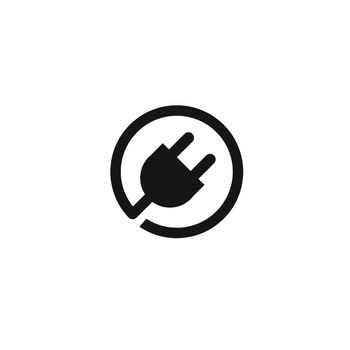 Plug icon on white background.Power conductors supply power to electrical equipment.