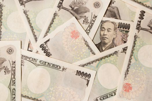 Group of Japanese bank note 10000 yen background