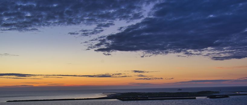 Heligoland - look on the island dune - sunrise over the sea