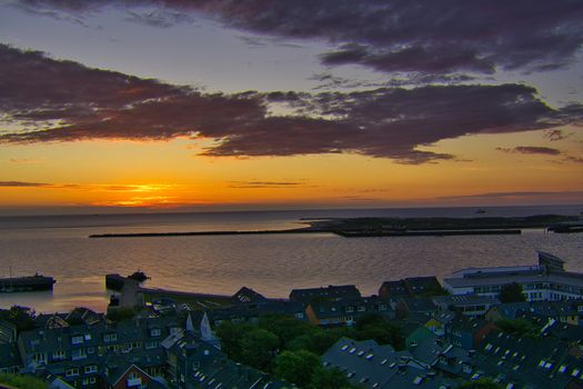 Heligoland - look on the island dune - sunrise over the sea