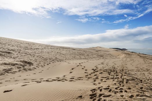 On the Pilat dune, located on the edge of the Landes de Gascogne forest massif on the Silver Coast at the entrance to the Arcachon basin, in France, is the highest dune in Europe.