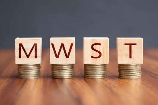 MWST or German Value Added Tax - concept showing of Mehrwertsteuer in tax rates