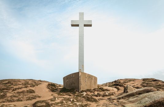 detail view on the Calvary of the sailors of the Pointe du Chatelet built in 1934 on the island of Yeu, France