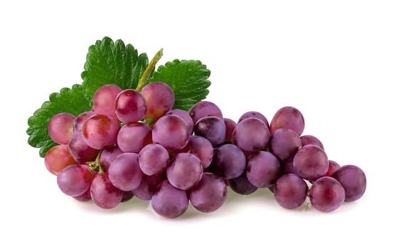 Red Grapes isolated over the white background.