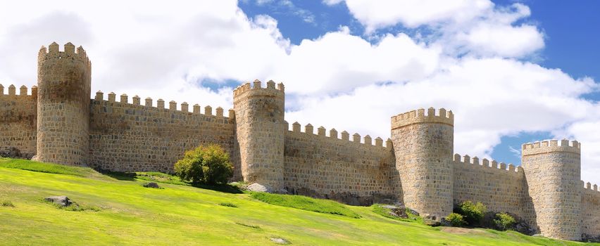 View walls of Avila city in Spain.