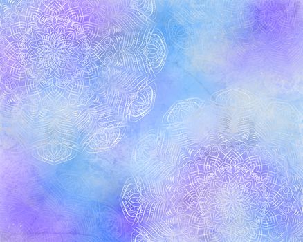 Bohemian mystic abstract mandala background, with blue and purple color.