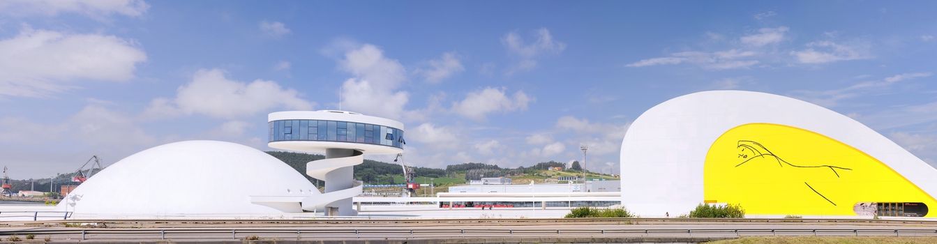 AVILES, SPAIN - JUNE 22: View of Niemeyer Center building in June 22, 2014 in Aviles. The cultural center was designed by Brazilian architect Oscar Niemeyer, was his only work in Spain.