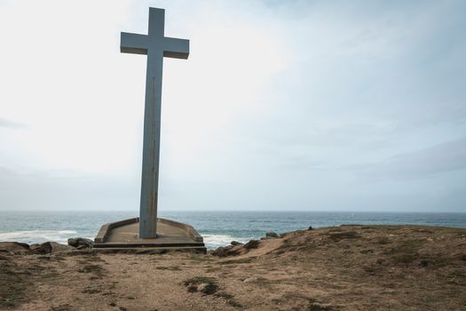 detail view on the Calvary of the sailors of the Pointe du Chatelet built in 1934 on the island of Yeu, France