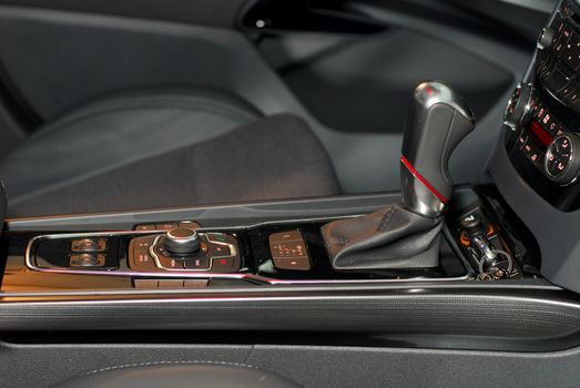Automatic gear shift handle and car interior details