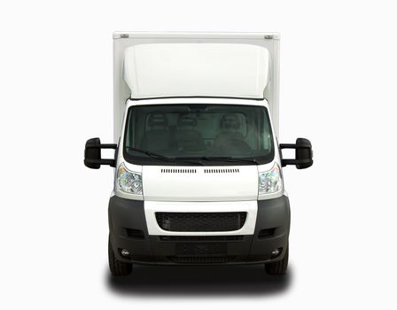 White delivery van isolated on white background