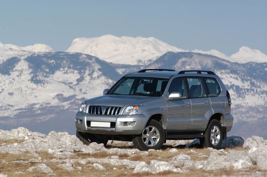 large suv on the mountain